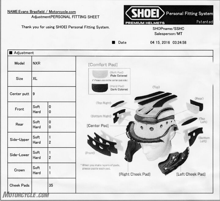 shoei fitting service