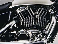 The three valve V-twin has hydraulic valve-lash adjusters for less maintenance.