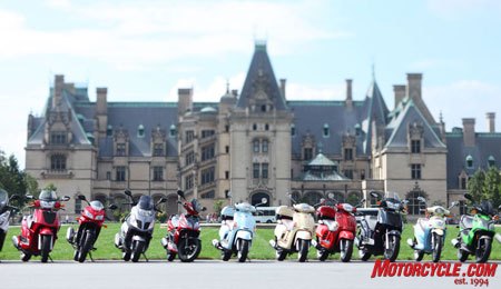 The Biltmore Estate and the surrounding highways of Asheville, NC made for a beautiful backdrop to Kymco's 2010 model introduction.